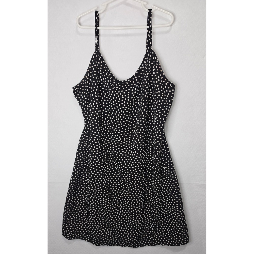 Christine Parker Vintage Polka Dot Mini Dress Black White Spaghetti Strap Small